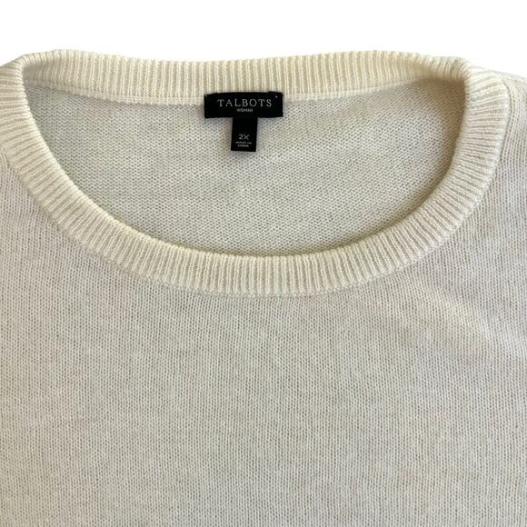 Talbots Women’s 2X “JOY” Holiday Sweater Ivory Wool Alpaca Blend Metallic Trim - Picture 3 of 9